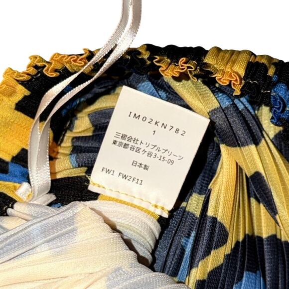 Issey Miyake IM02KN782 Pleated Leopard Skirt Yellow Blue Size 1 - Picture 5 of 12